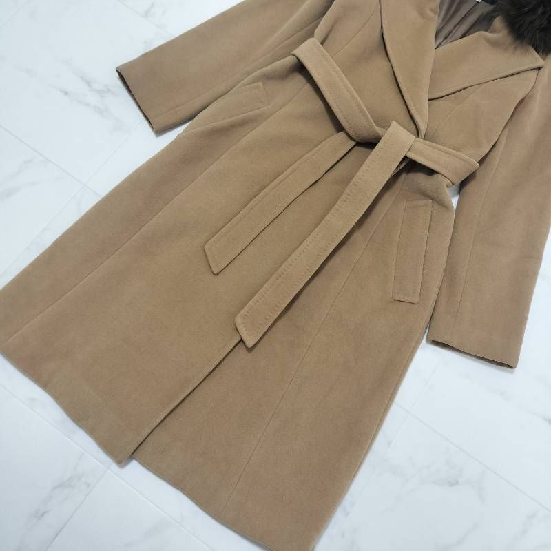 BOSCH ボッシュ アンゴラウール ロングコート ベルテッドコート ファー