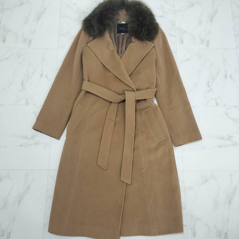 BOSCH ボッシュ アンゴラウール ロングコート ベルテッドコート ファー