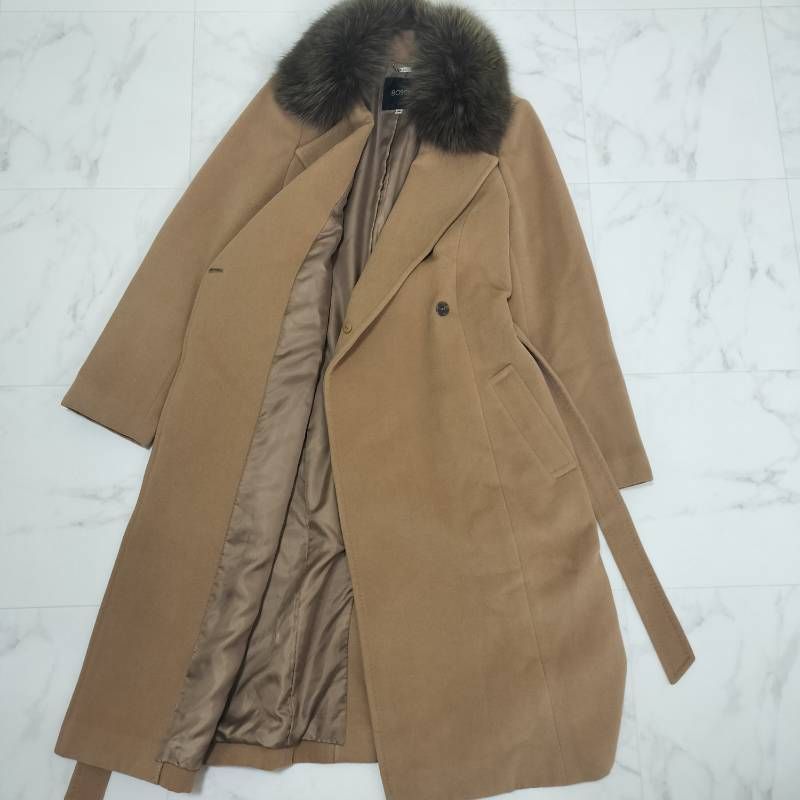 BOSCH ボッシュ アンゴラウール ロングコート ベルテッドコート ファー