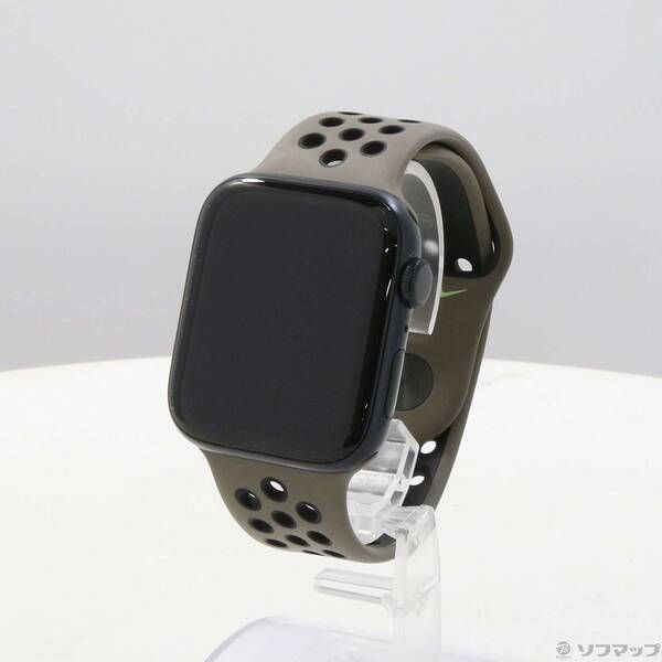 〔 品〕 Apple Watch SE 第2世代 GPS 44 mm ミッドナイトアルミニウムケース オリーブグレー ブラックNikeスポーツバンド 349