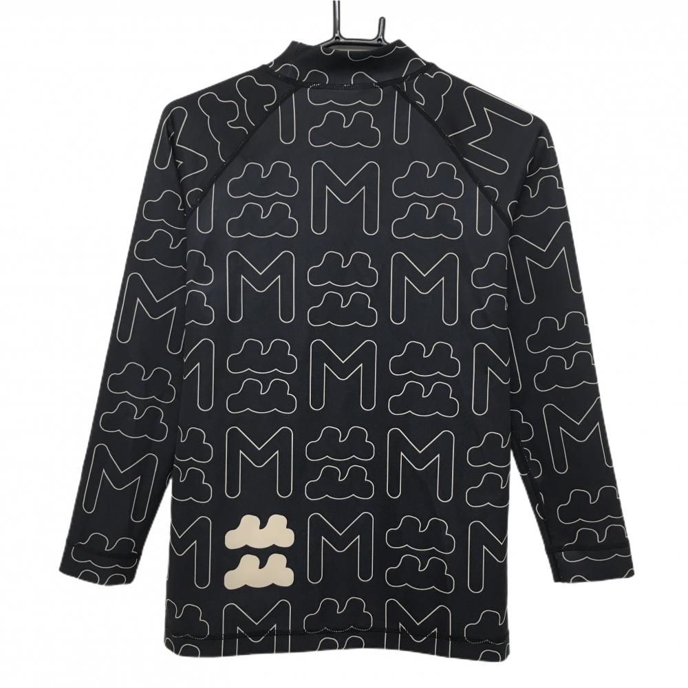 超 ムータマリン 長袖ハイネックシャツ 黒 ベージュ ロゴ総柄 ストレッチ インナー レディース 0 WOMAN ゴルフウェア muta