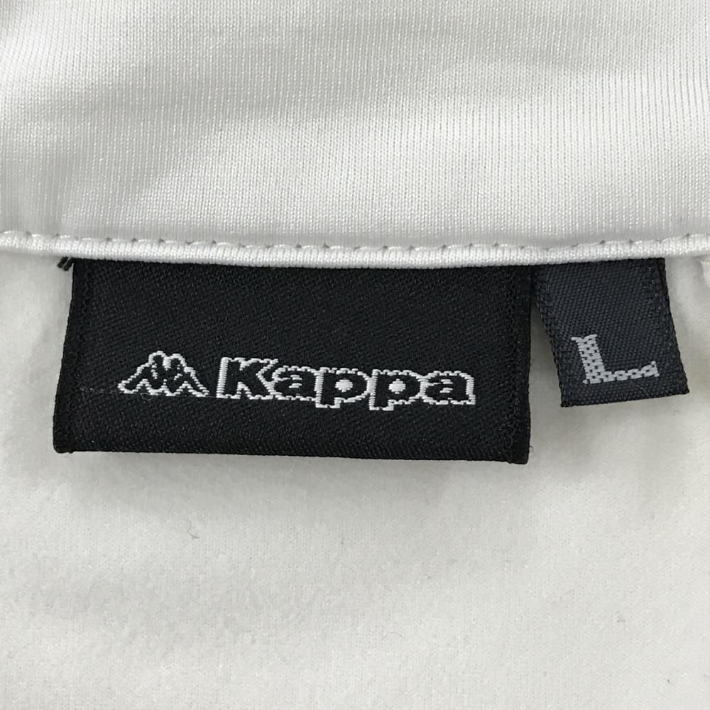 カッパ 長袖ハイネックシャツ 白×ネイビー ハーフジップ ロゴブルー 裏