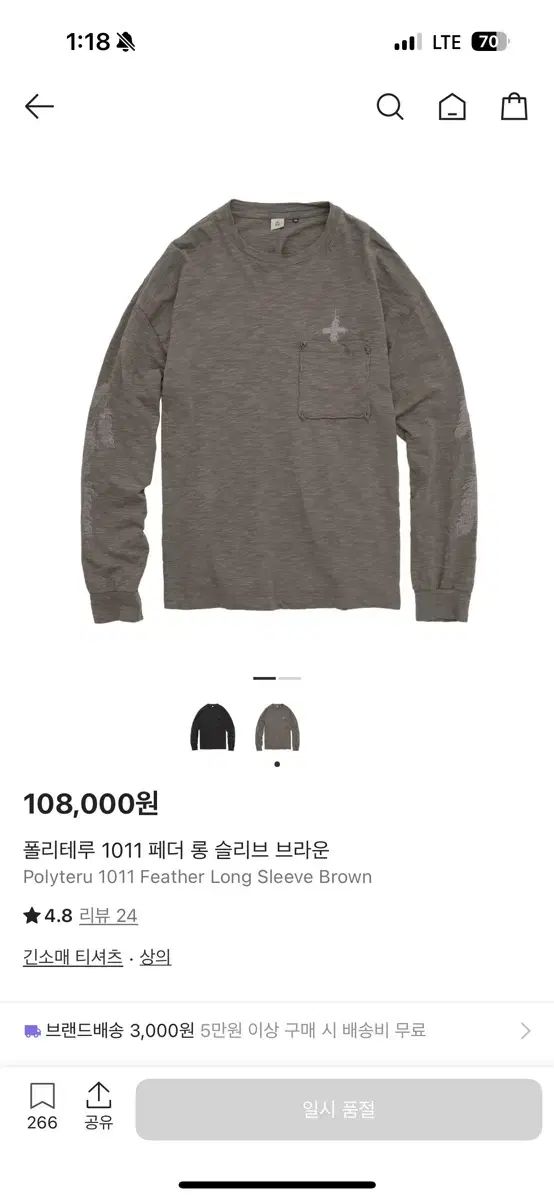 2 POLYTERU フェザー ロングスリーブ ブラック ブラウン まとめ