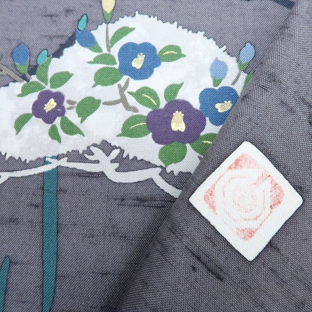 百華 Y 4168 未着用 作家物落款 仕付け糸付 手縫い仕立て トール ワイドサイズ 正絹 牛首紬 着物