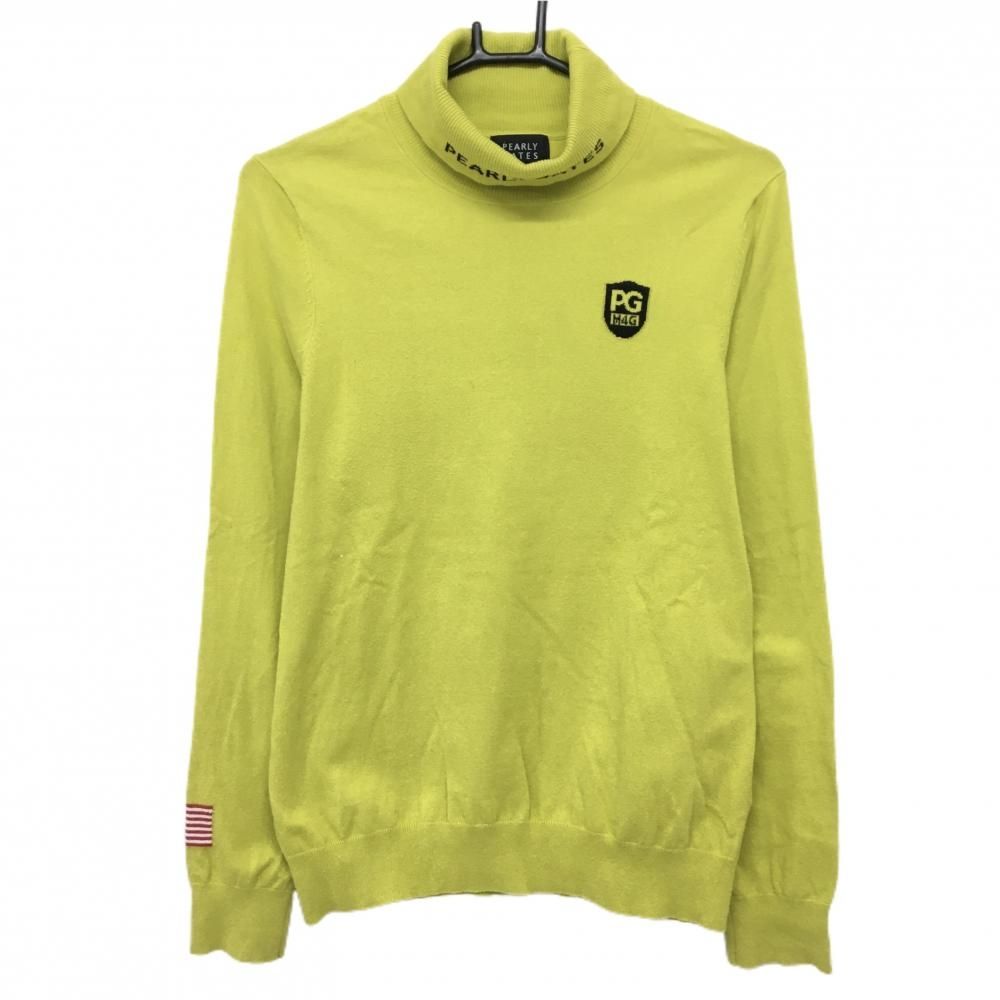 パーリーゲイツ タートルネックセーター マスタードイエロー×黒