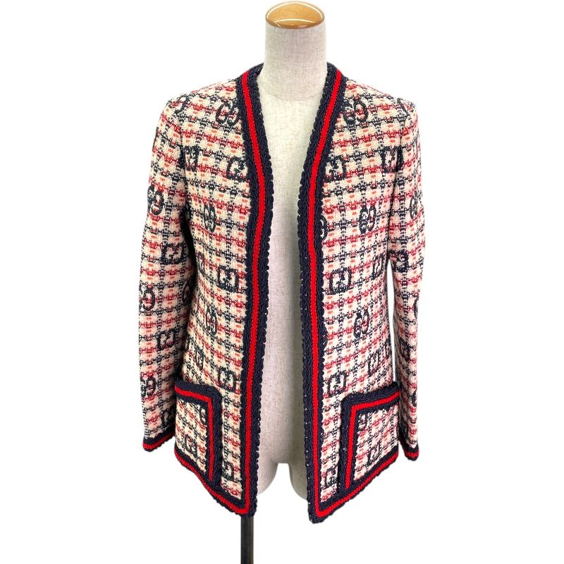 グッチ GUCCI GGジャガードツイードジャケット 610060 アイボリー ツイード レディース ノー ジャケット
