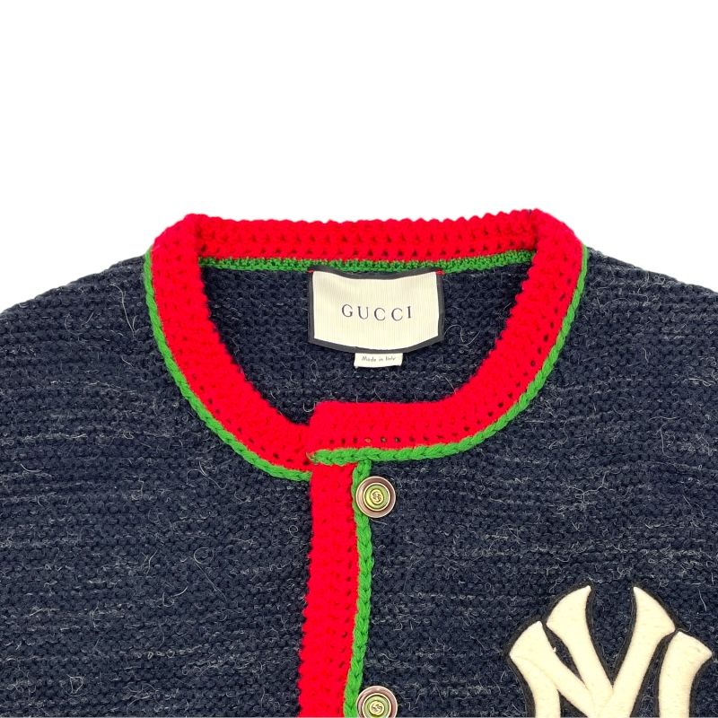 GUCCI グッチ ビー カーディガン Wool cardigan with GG intarsia in grey | GUCCI® US