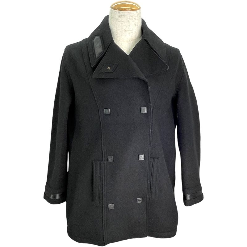 シャネル CHANEL ウールピーコート P 26525 ブラック ウール レディース ピーコート