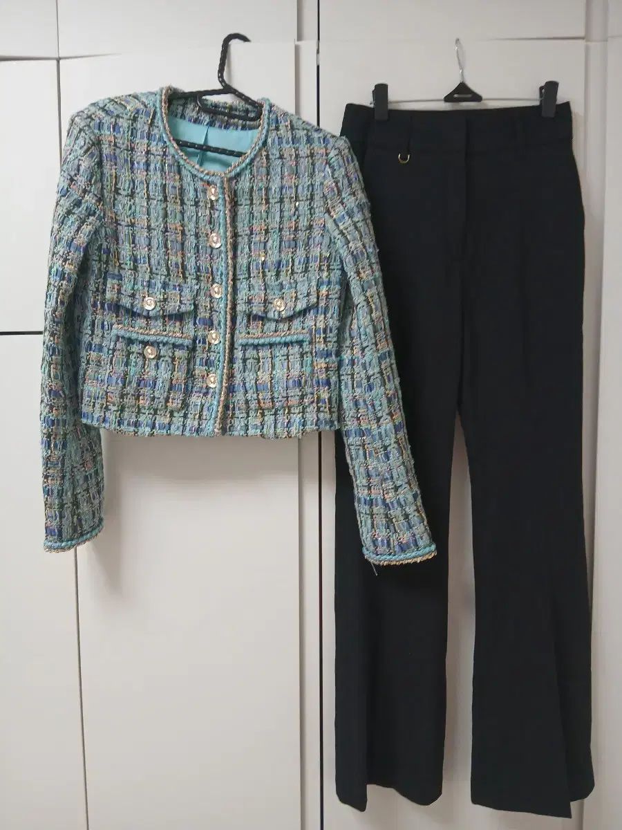 ツイードジャケット ブラックパンツセット55