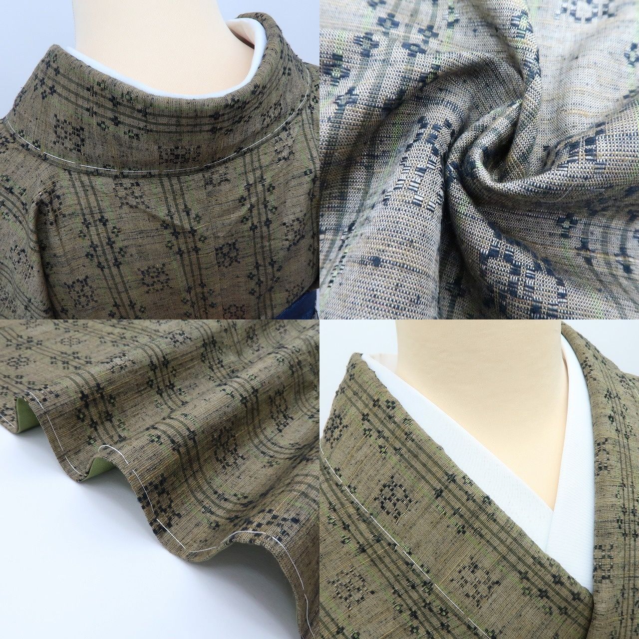 百華❀Y4170◇新品 さが美謹製 花織 仕付け糸付 手縫い仕立て 正絹 紬 