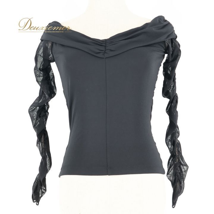 社交ダンス 衣装 トップス ブラウス ブラック系 チャコットロイヤル