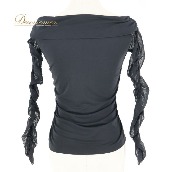 社交ダンス 衣装 トップス ブラウス ブラック系 チャコットロイヤル