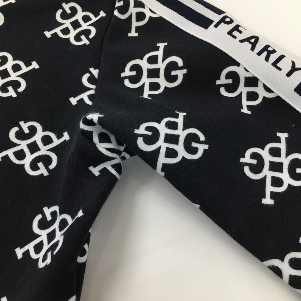 パーリーゲイツ ジップパーカー ダークネイビー×白 ロゴ総柄 袖ライン