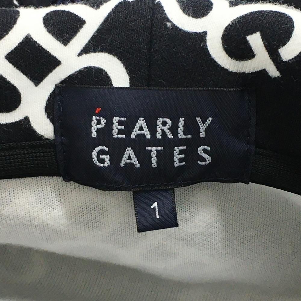 パーリーゲイツ ジップパーカー ダークネイビー×白 ロゴ総柄 袖ライン