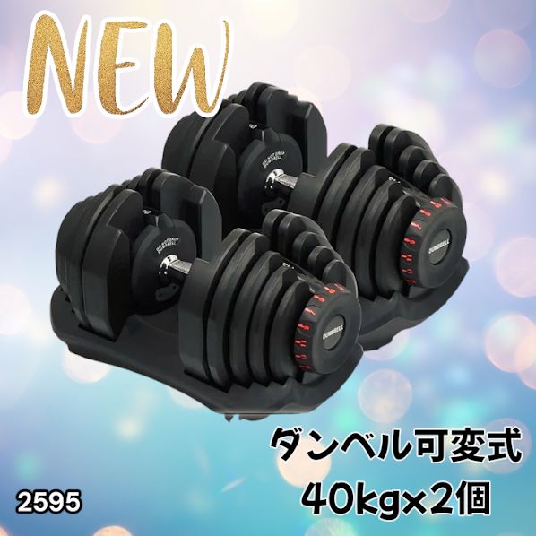 2595 ダンベル 可変式 ブラック 40kg 2個 総重量80kg 多機能 5~40kg 17