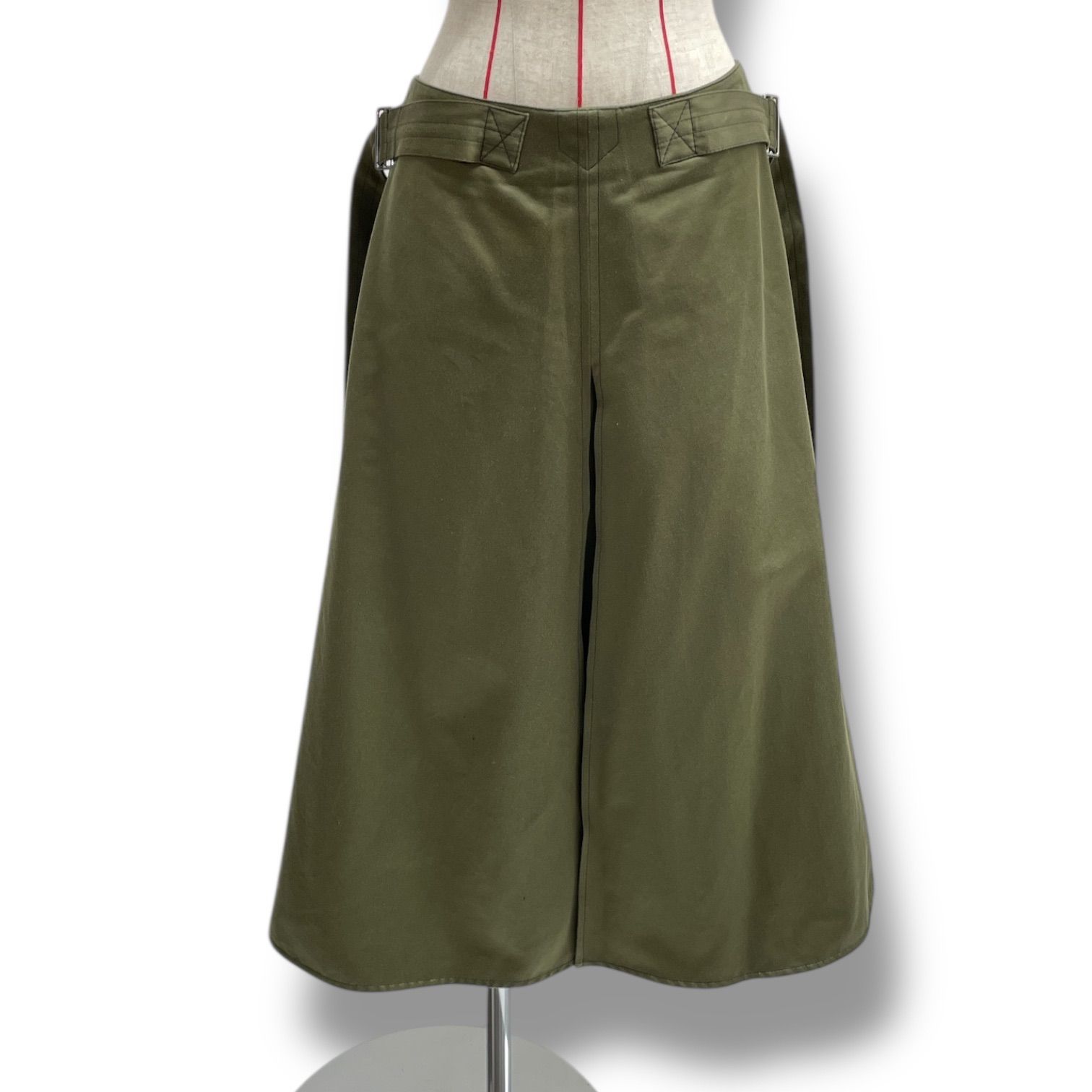 MARNI マルニ ベルテッドミディスカート ロングスカート サイドベルト カーキ サイズ40 レディース ゴーゴー古着 22 No.1382