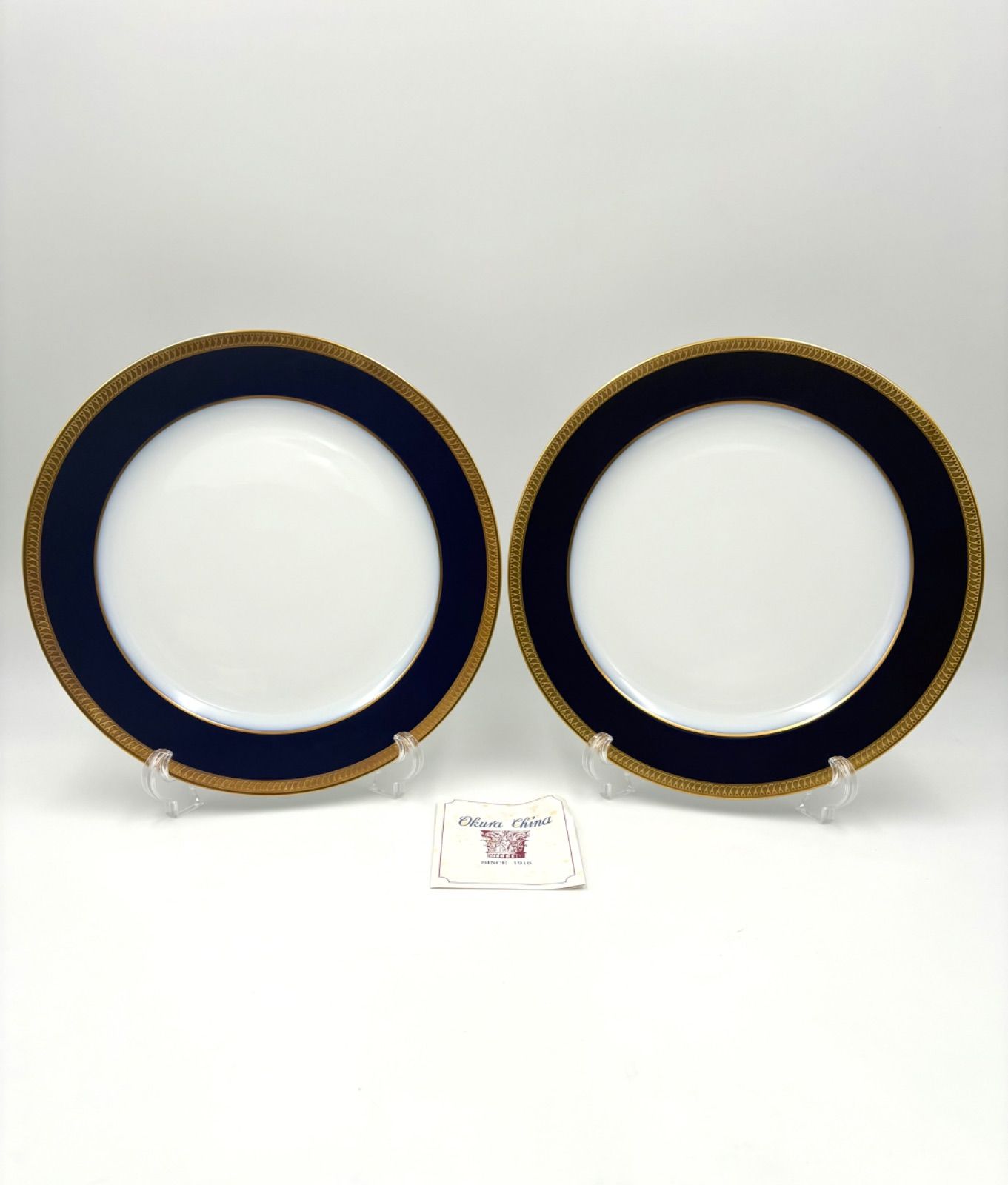 大倉陶園 OKURA ロイヤルブルークラウン 瑠璃片葉金蝕 金彩 26cm