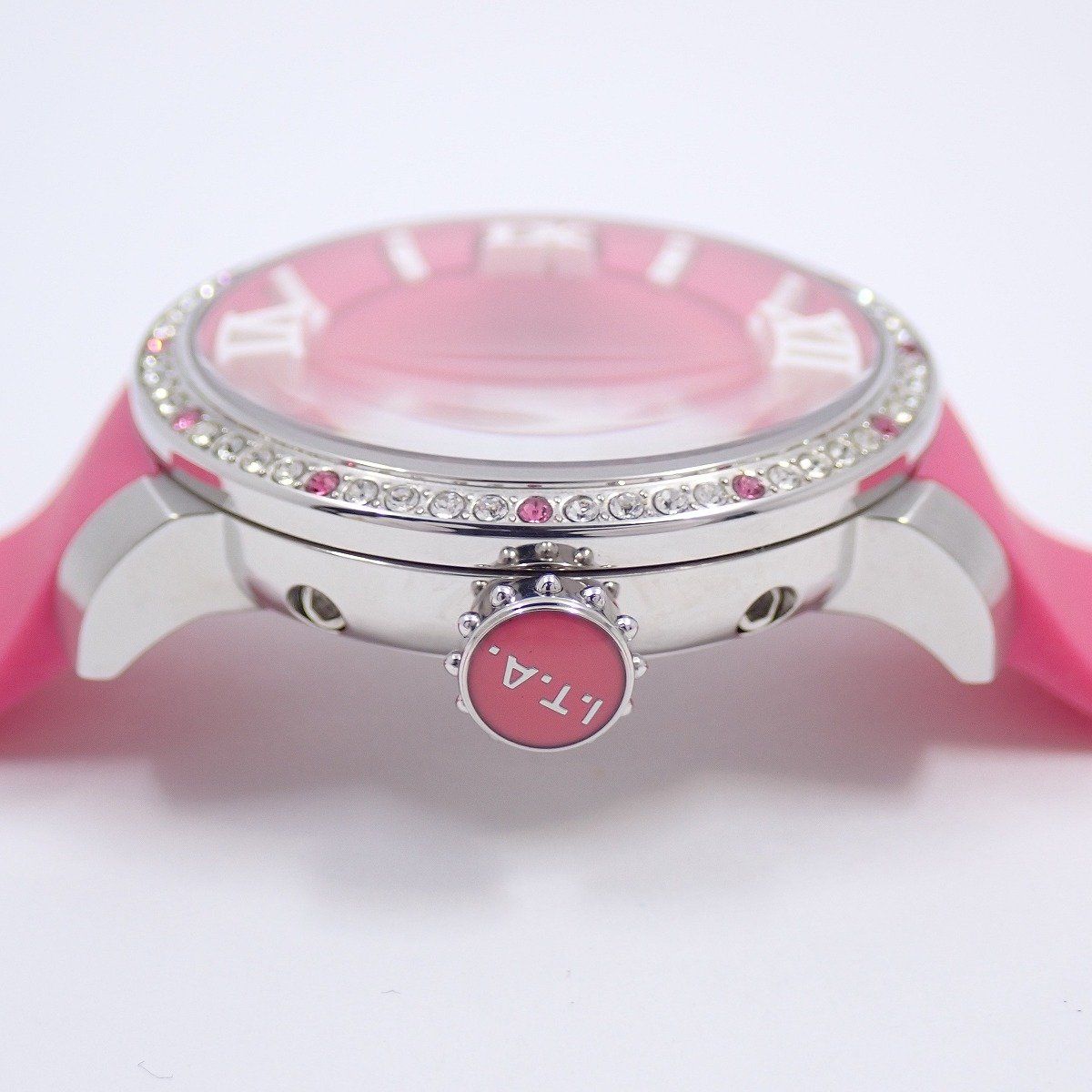  I T A カプリッチョ プレツィオゾ クォーツ レディース 腕時計 ピンク文字盤 ラバーベルト Ref 03 腕時計(クォーツ) 腕時計(アナログ)