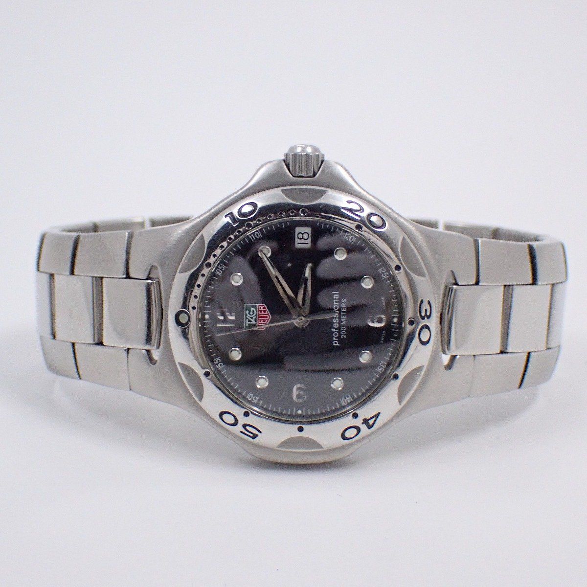 タグホイヤー キリウム クォーツ メンズ 腕時計 黒文字盤 純正SSベルト