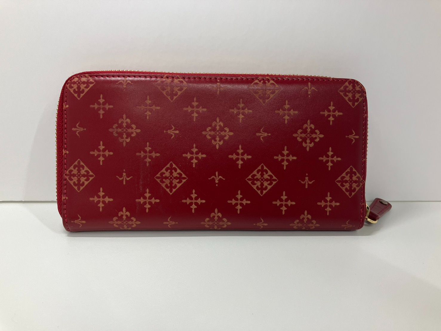 ラシット RUSSET 長財布 ウォレット 総柄 ラウンドファスナー 赤