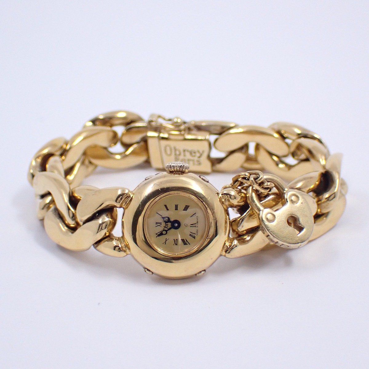 Obrey オブレイ ソリッドシルバー ゴールド色 チェーンブレスウォッチ