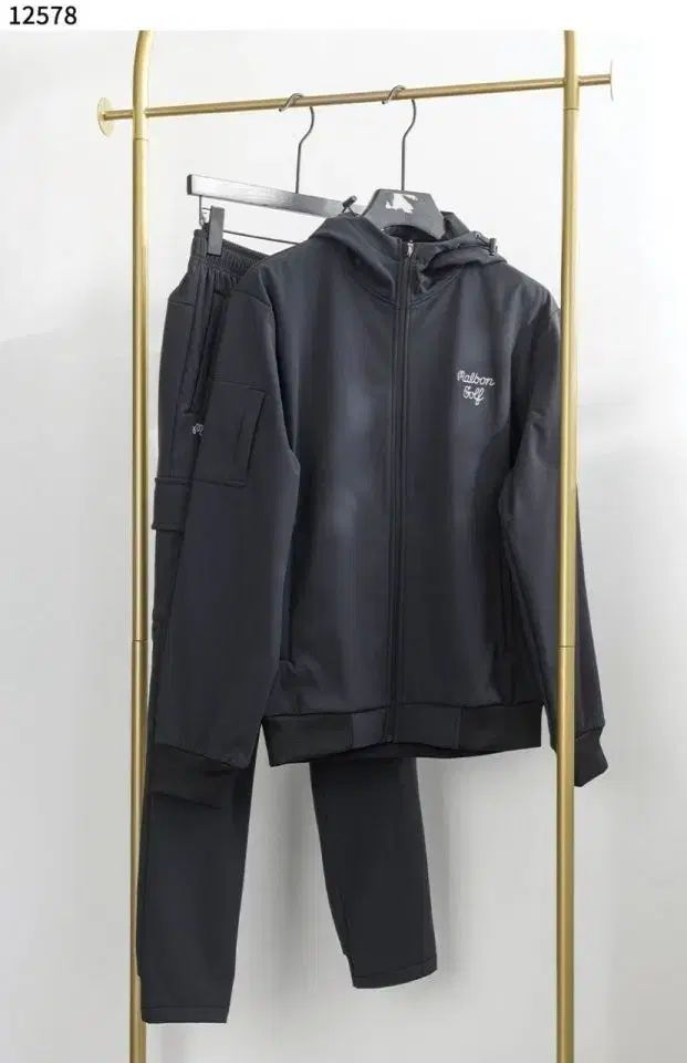 MALBON GOLF マルボンゴルフ パッチ 起毛 フードジップアップ - ジョガーパンツ セット