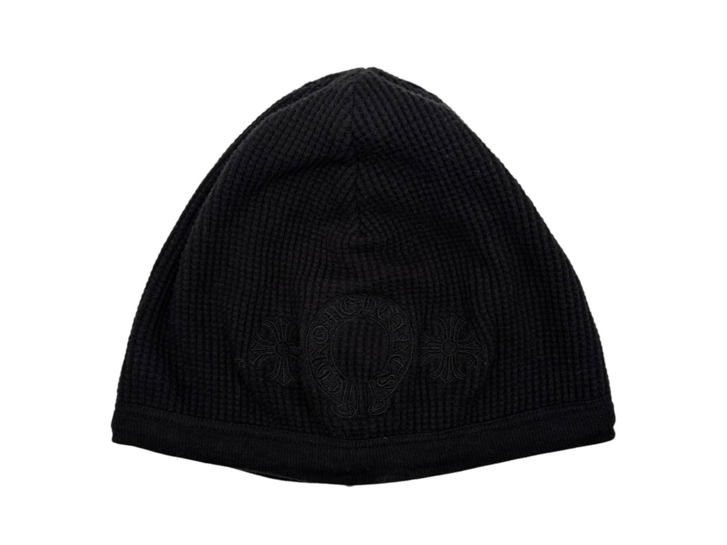 CHROME HEARTS クロムハーツ ビーニー サーマル ニット帽 2238 304 2209 ホースシュー アメリカ製 コットン ブラック 4 b 010159