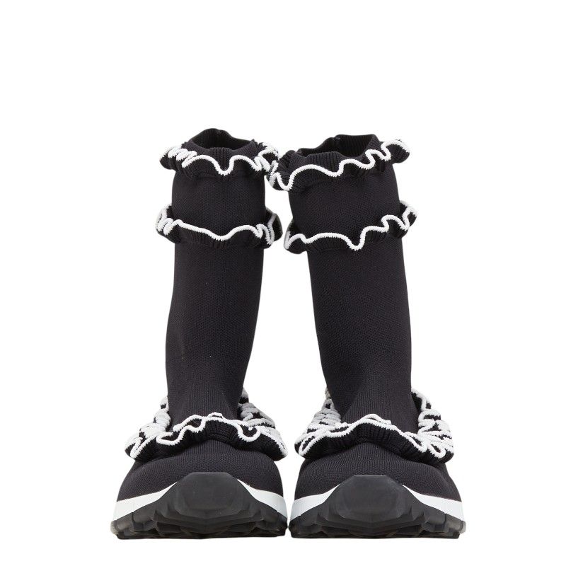 ジミーチュウ ユージン シューズ サイズ 37 ブラック ホワイト ニット レディース JIMMY CHOO 1-0206807