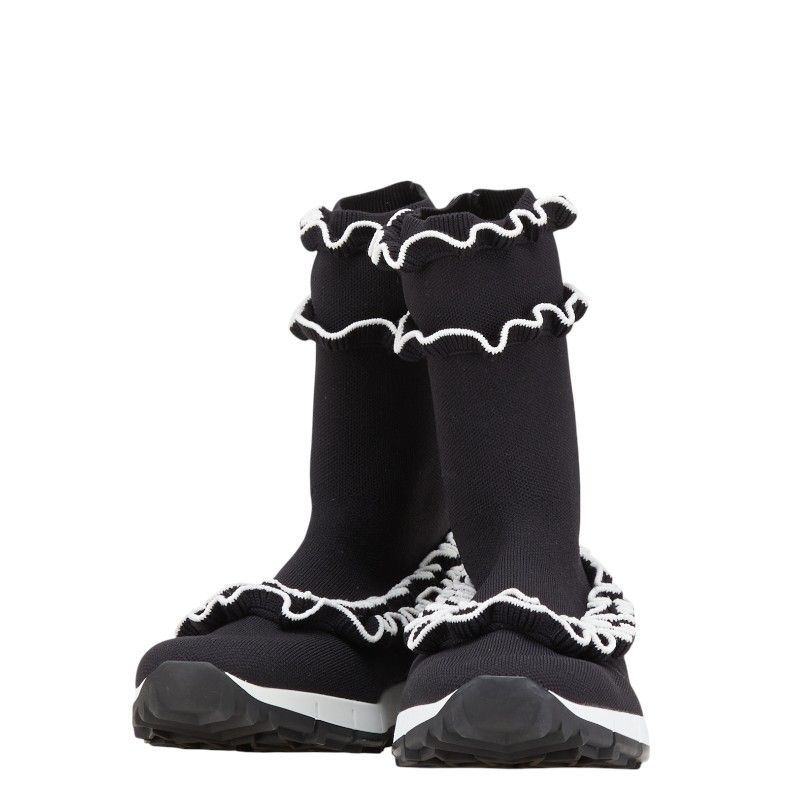 ジミーチュウ ユージン シューズ サイズ 37 ブラック ホワイト ニット レディース JIMMY CHOO 1-0206807