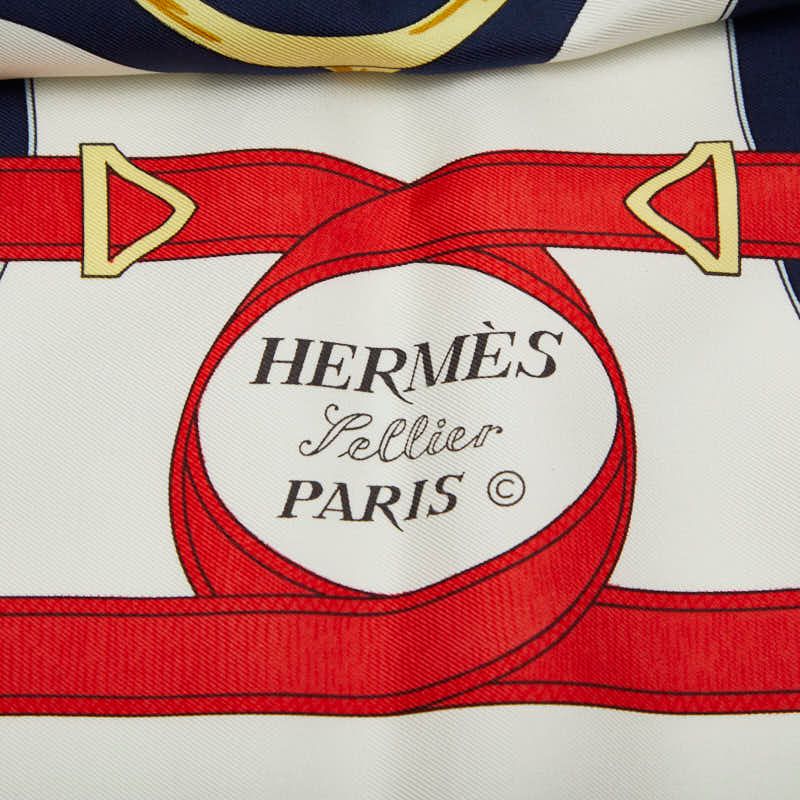 エルメス カレ90 Eperon d'or 黄金の拍車 ネイビー マルチカラー