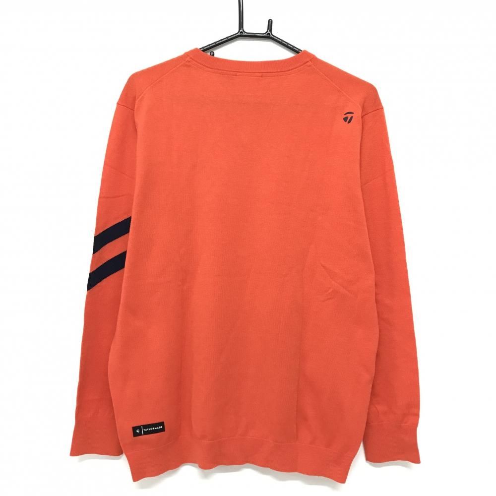 美品】テーラーメイド セーター オレンジ×ネイビー 袖2ライン ウール混