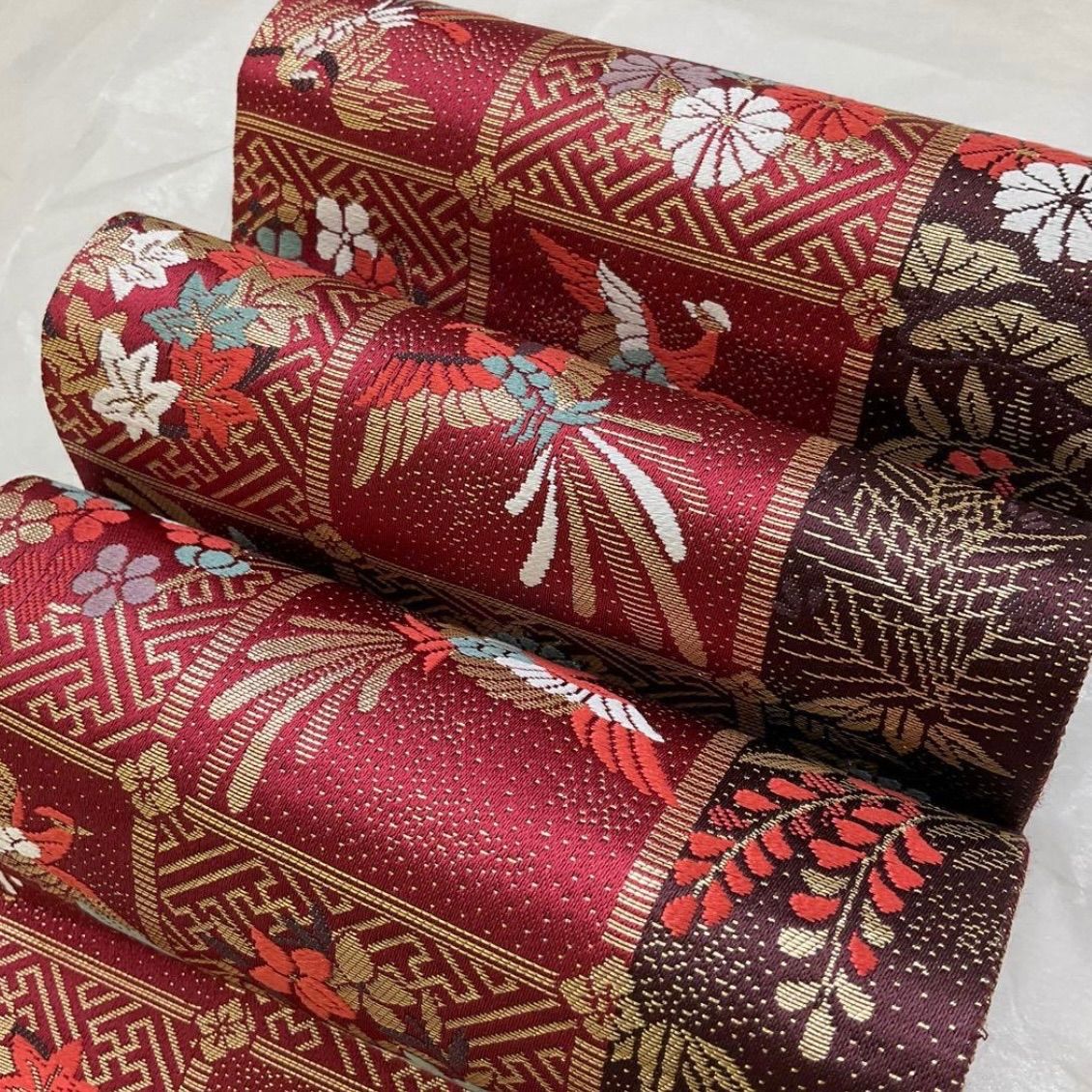 ●kimono one●kimonoarisa●♥同然●最 西陣織唐織正絹●リバーシブル●半幅帯半巾帯小袋帯●413.5㎝●