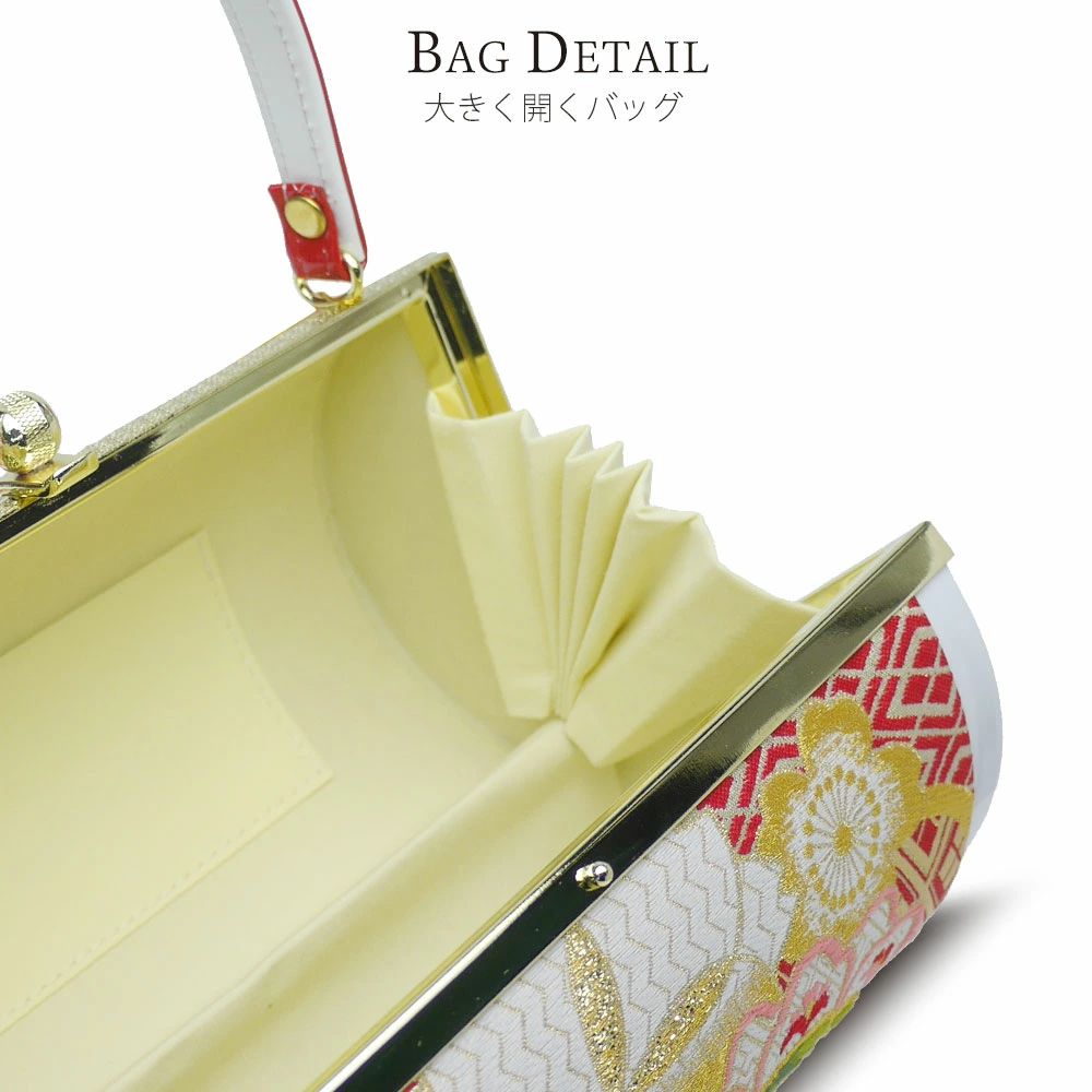 三枚芯 草履バッグセット 振袖用帯地 黒×金 S/M/L/LLサイズ w43-5