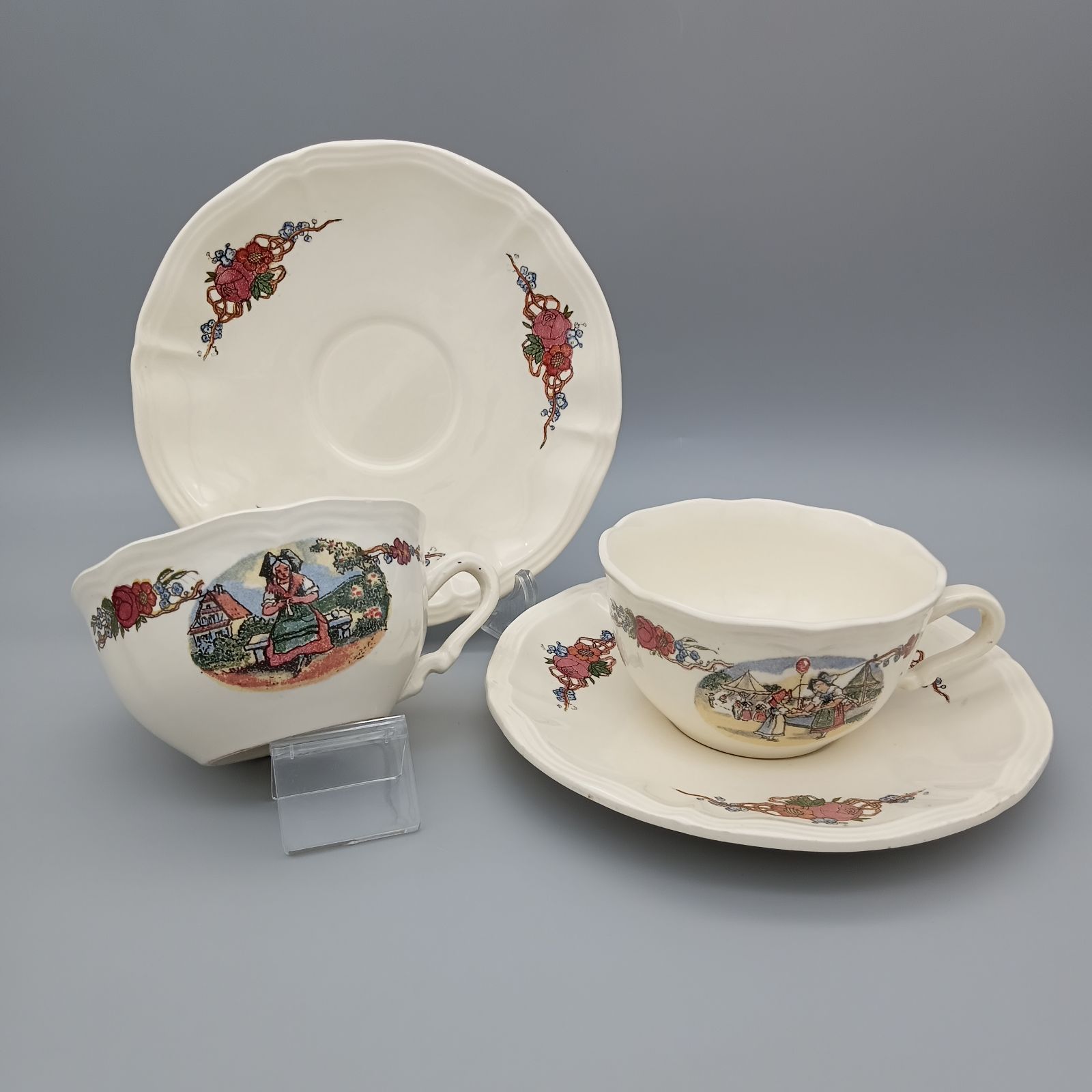 サルグミンヌ 花リム オベルネ OBERNAI ティー カップ＆ソーサー ペア