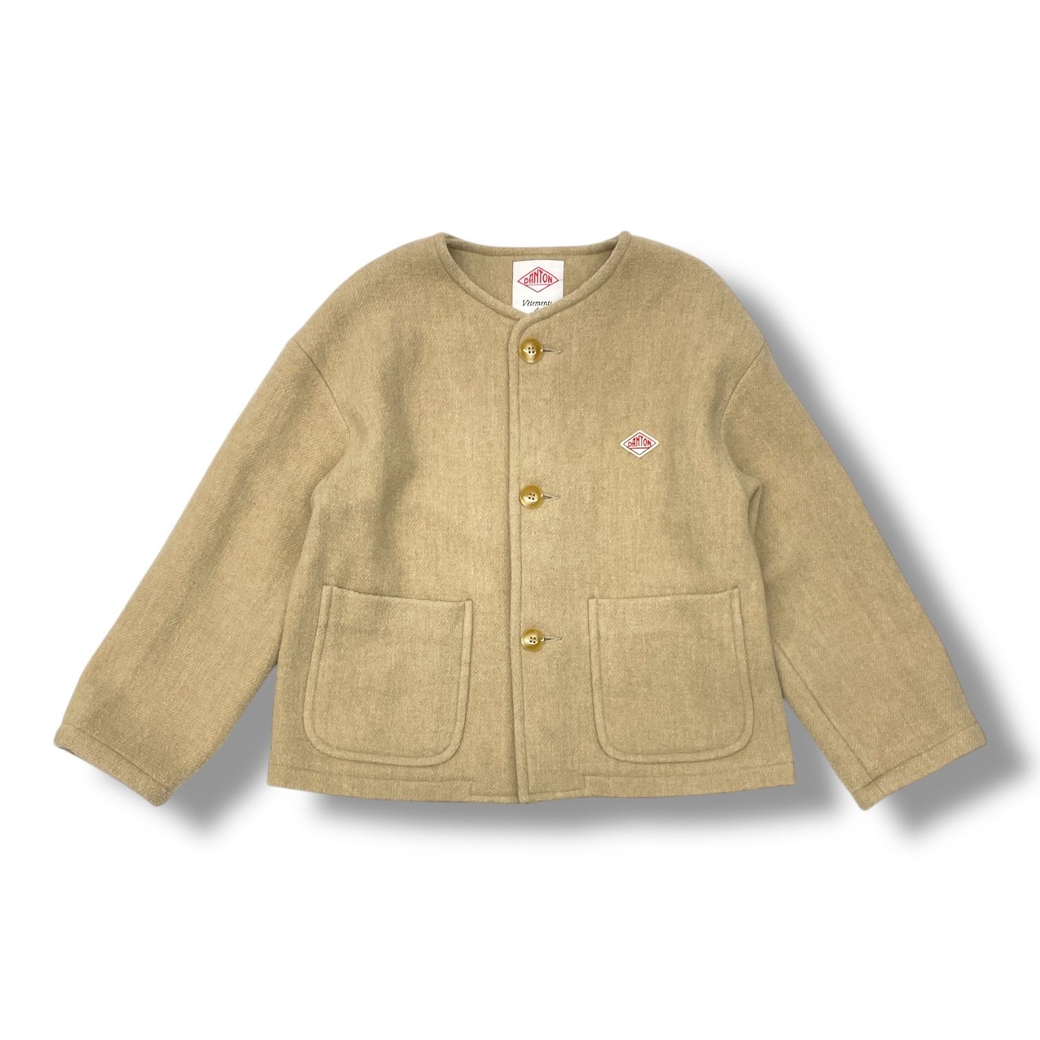 DANTON ダントン ライトパイル ウールモッサ カラーレスジャケット