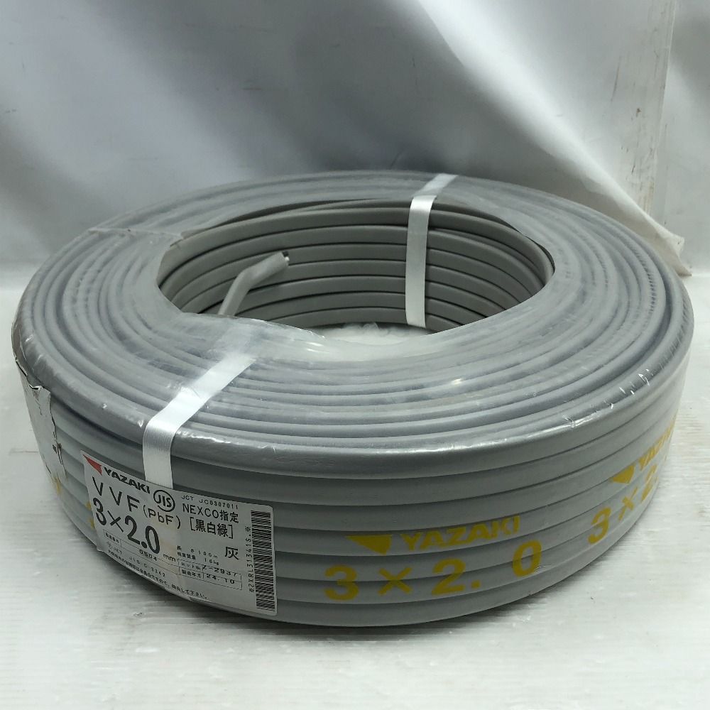 YAZAKI 工具 電材 VVFケーブル ♥品 S 3 x 2.0 mm グレー