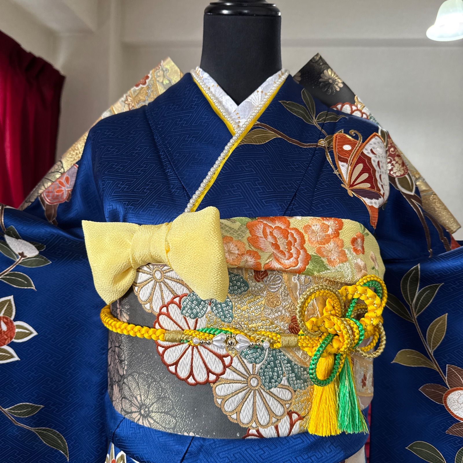 振袖セット 袋帯・半衿・重ね衿・4点セット・古典柄・金駒刺繍・舞蝶