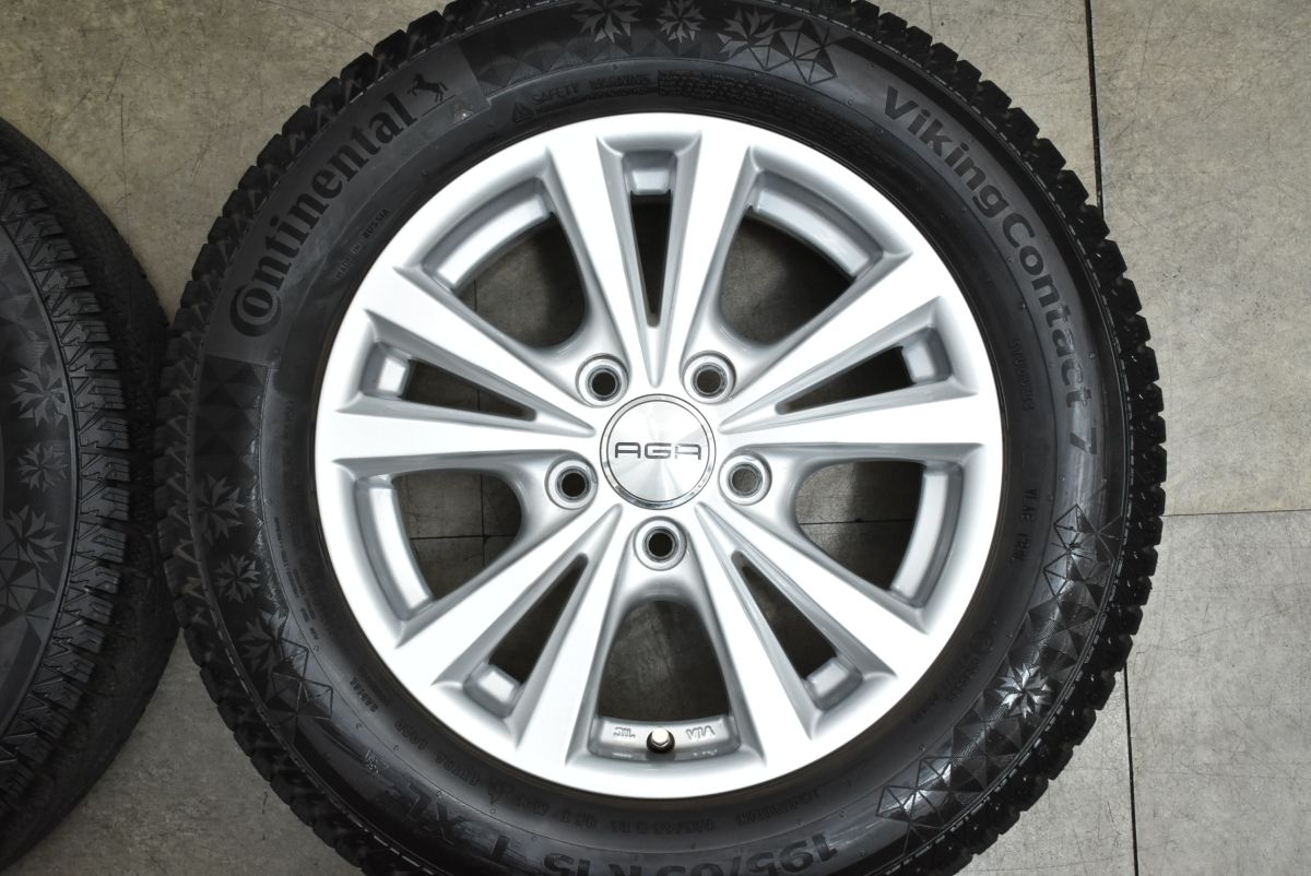  バリ溝 AGA 15 in 6 J 48 PCD 112 ハブ57 1 mm コンチバイキングコンタクト7 195 65 R フォルクスワーゲン ゴルフ 3 Bパサート アウディ A 15インチ タイヤ ホイールセット