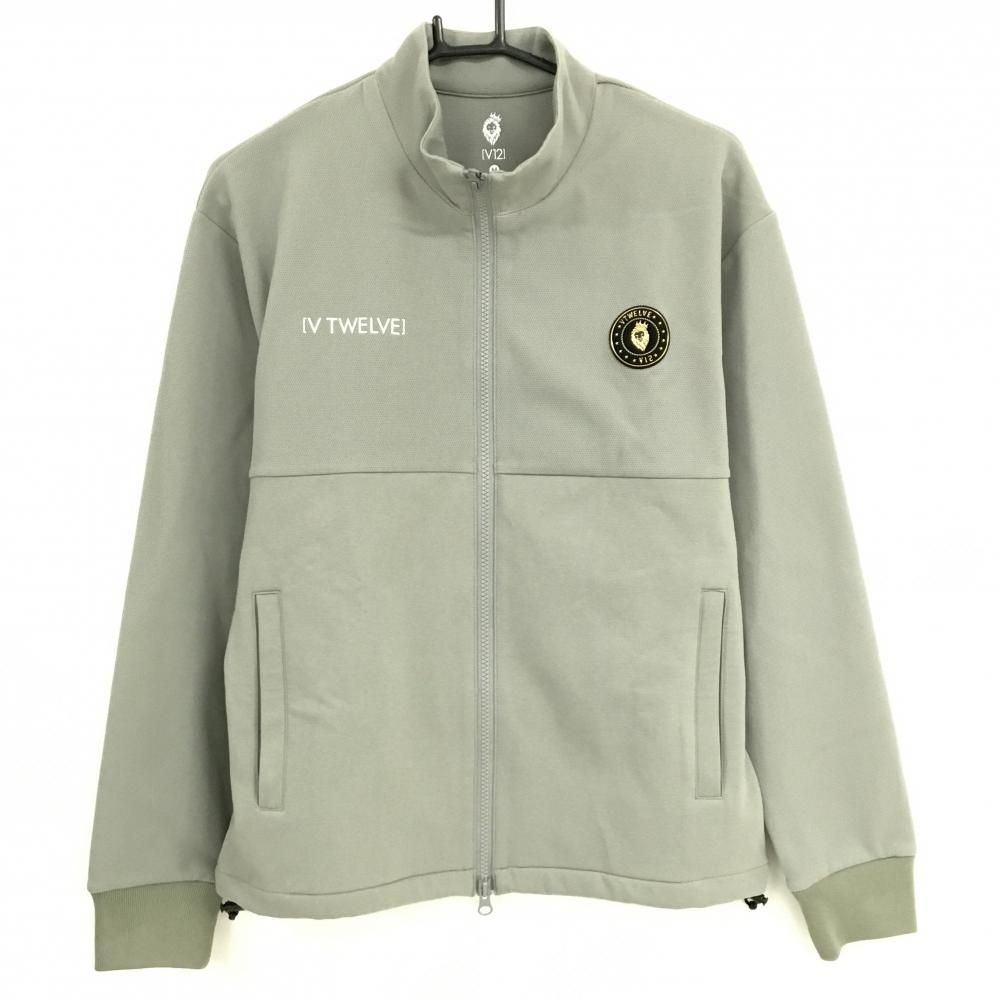 V 12 ジャケット ライトカーキ 胸ロゴ 裾ドローコード ストレッチ メンズ M ゴルフウェア モデル
