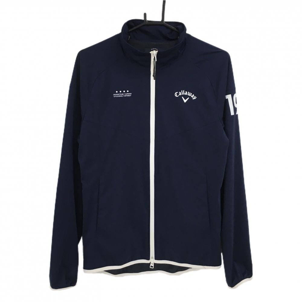 キャロウェイ ジャケット ネイビー×白 ロゴ ダブルジップ 裏地メッシュ
