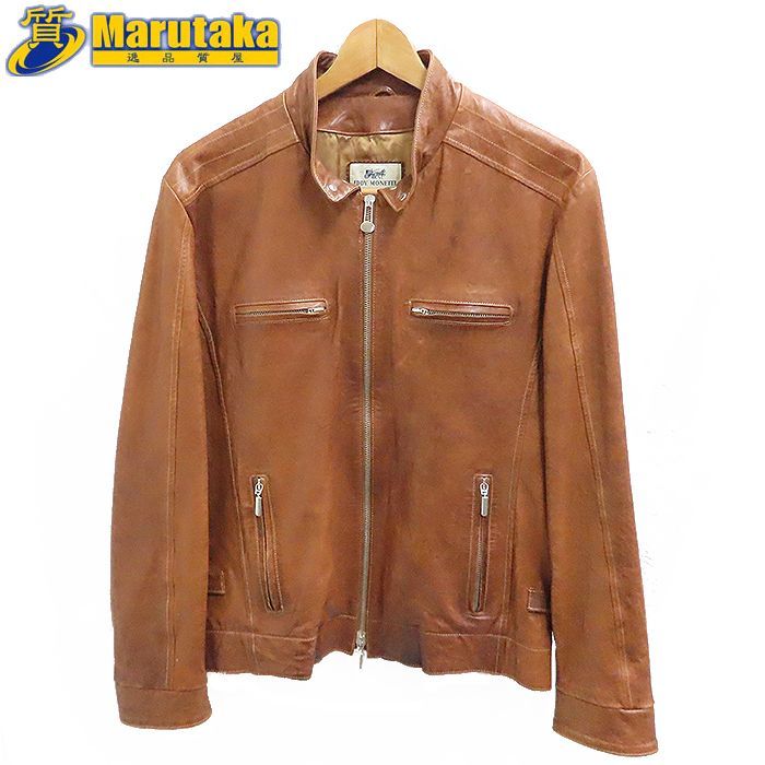エディ モネッティ 50 XL相当 レザー ジャケット Eddy Monetti 革ジャン メンズ ブラウン アウター 質屋 丸高 尼崎市 Leather jacket Marutaka 兵庫県 エドゥアルド 紳士