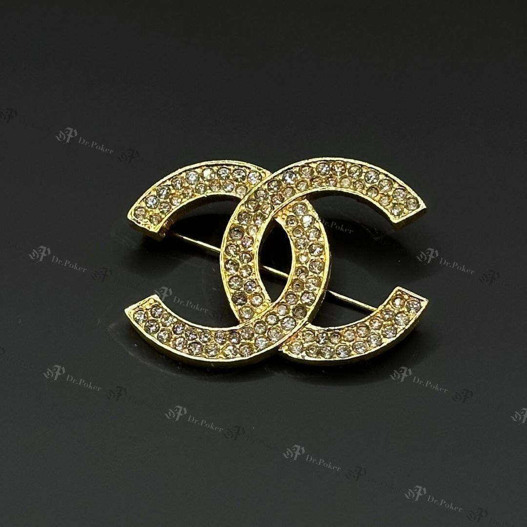 美品】Chanel ココマーク ラインストーン ブローチ 174 ゴールド