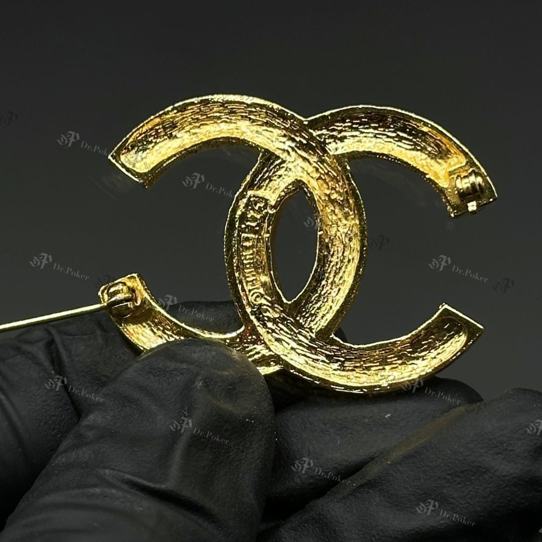 美品】Chanel ココマーク ラインストーン ブローチ 174 ゴールド