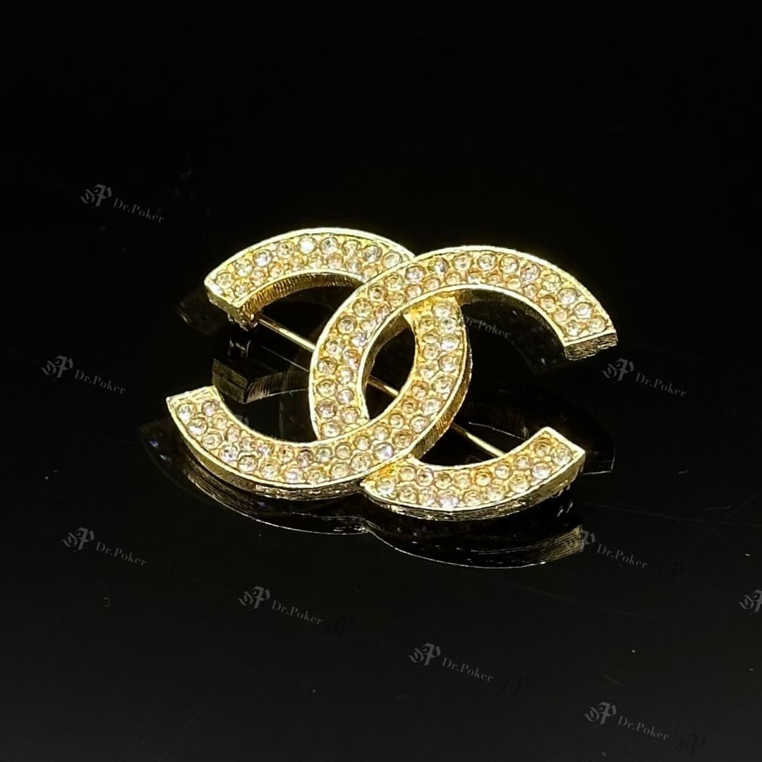 美品】Chanel ココマーク ラインストーン ブローチ 174 ゴールド