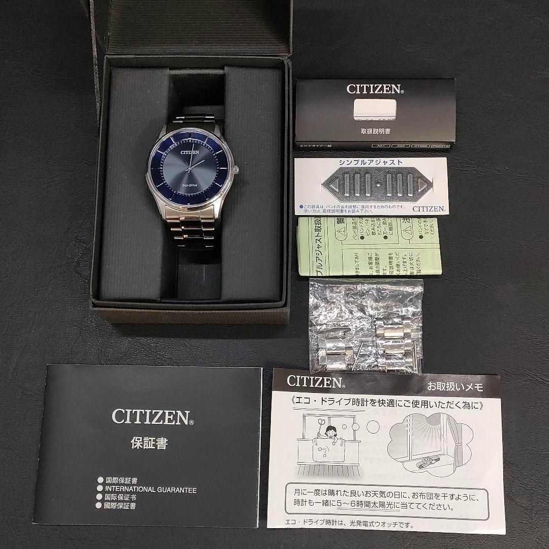 759-14 極美品 CITIZEN シチズン E031 ネイビー ブルー シルバー 