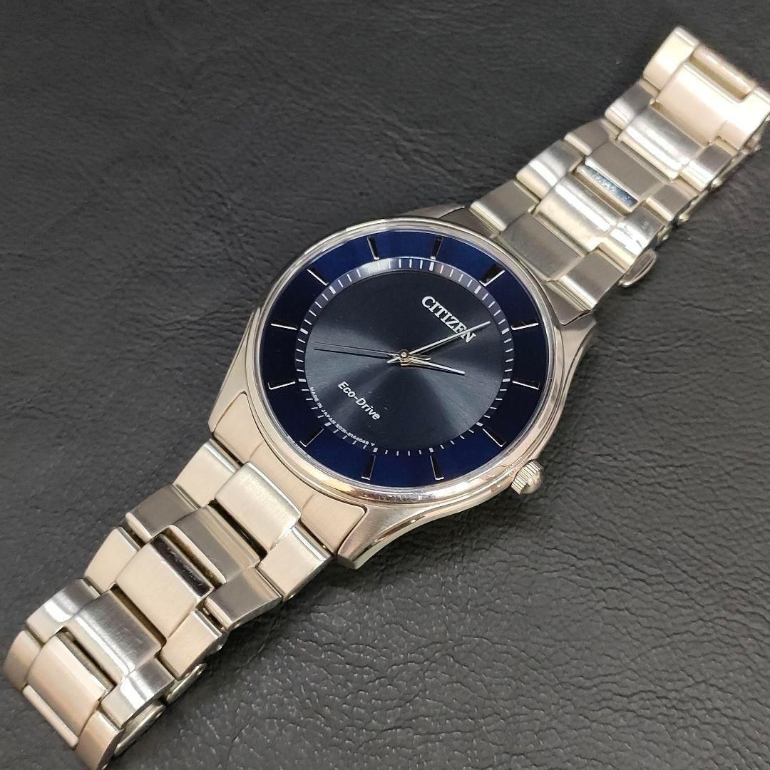 759-14 極美品 CITIZEN シチズン E031 ネイビー ブルー シルバー 