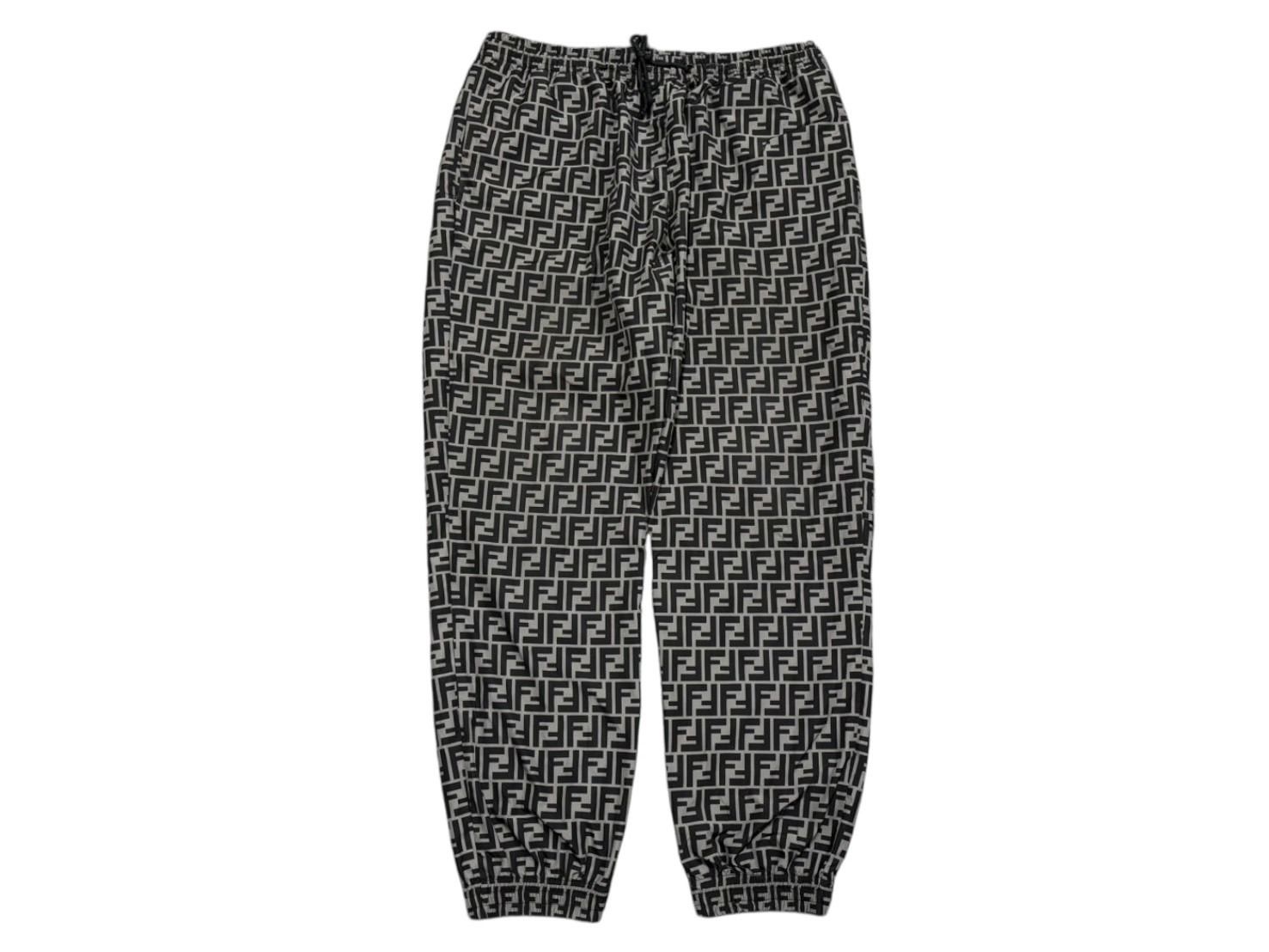 FENDI フェンディ ズッカ柄 ナイロン ジョガーパンツ サイズ54 ブラック グレー 4 b 009838
