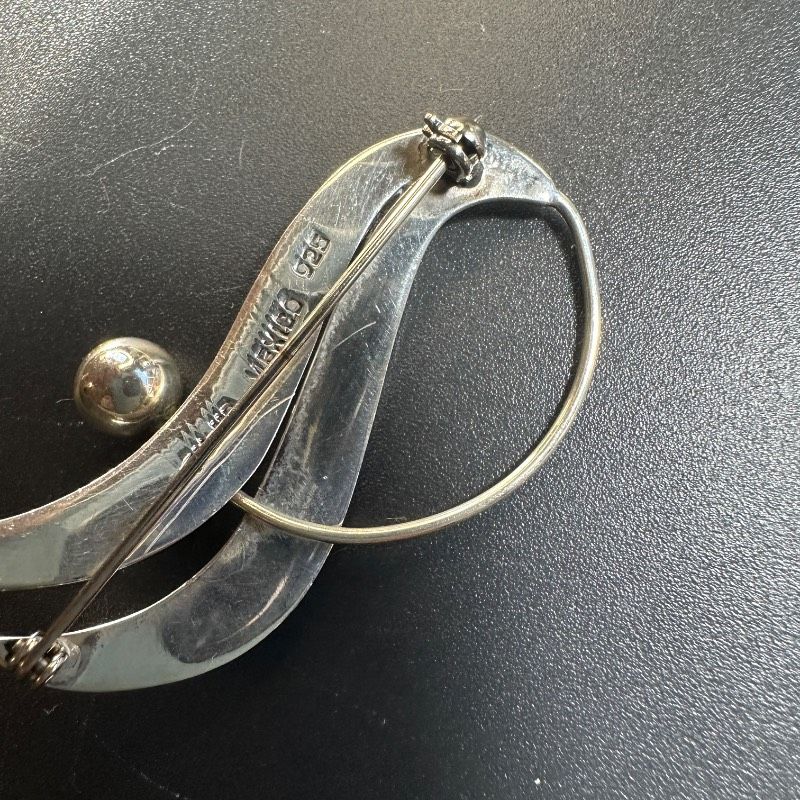 vintage】レア MEXICO 925 刻印 シルバー製 ブローチ メーカー刻印 GT