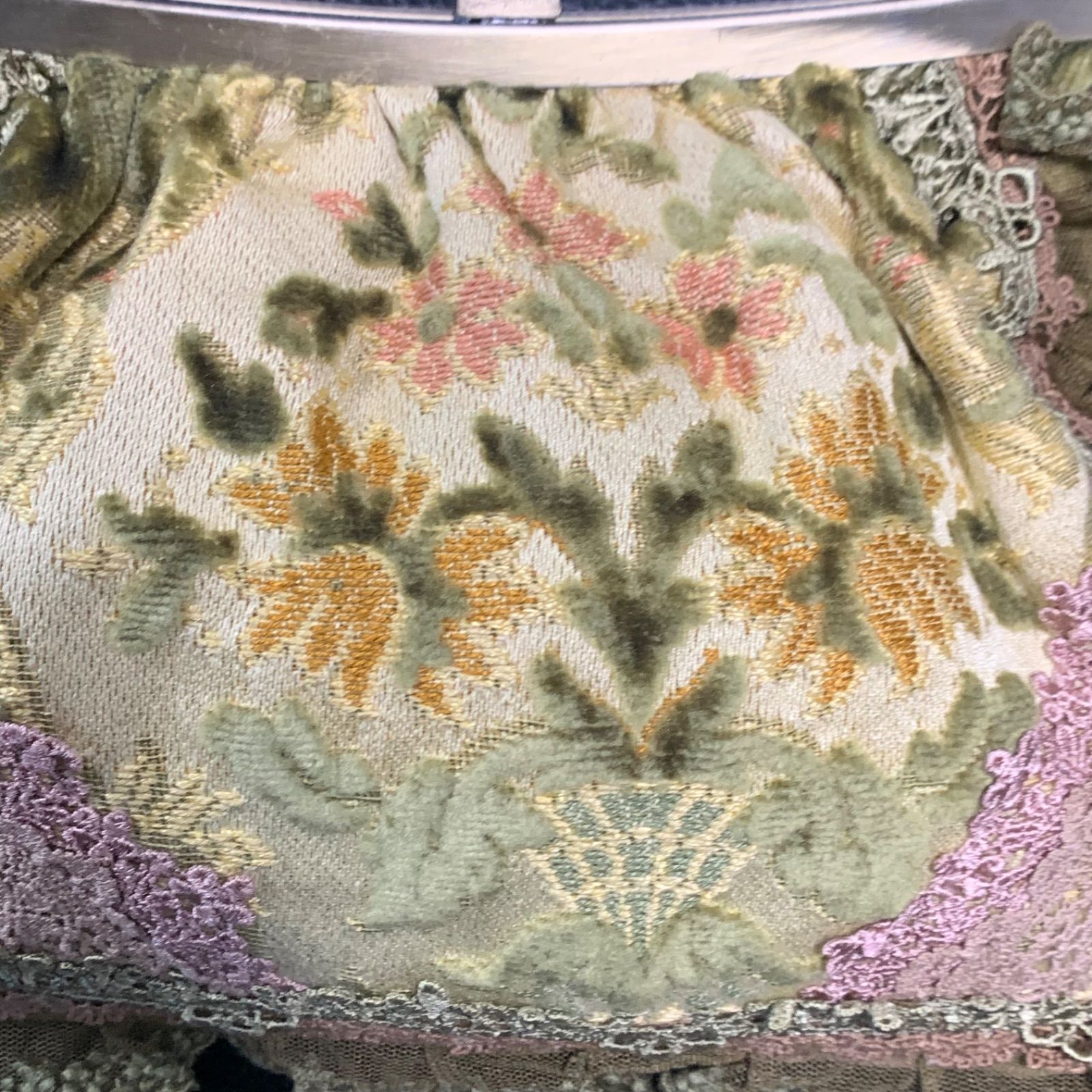 最終値下げ 美品 chimaki 日本製 フリル レース 花 がま口