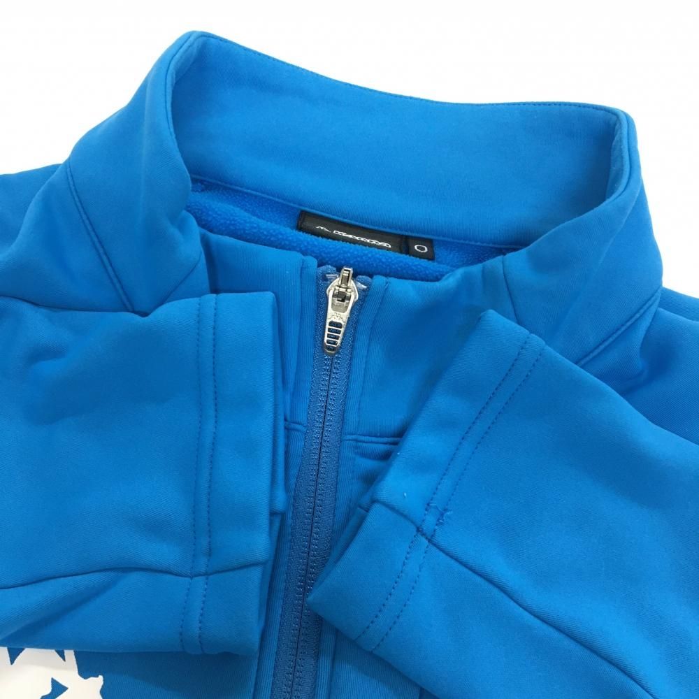 美品】カッパ ジャケット ブルー×白 ダブルジップ ロゴ 裾ドローコード
